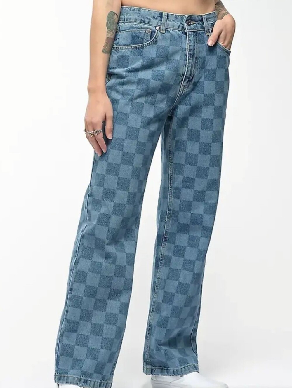 The Ragged Priest Checkered Wide Leg Jeans EUC Size 30